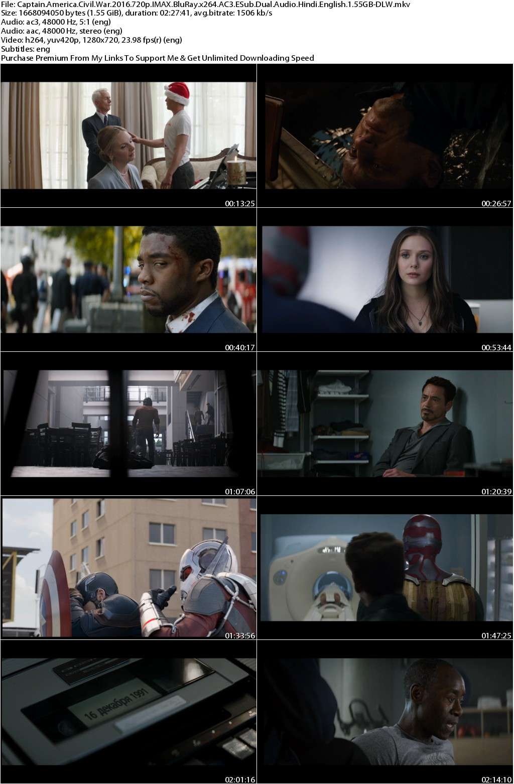 Captain America Civil War (2016) IMAX 720p BluRay x264 Dual Audio [Hindi+English] ESub-DLW