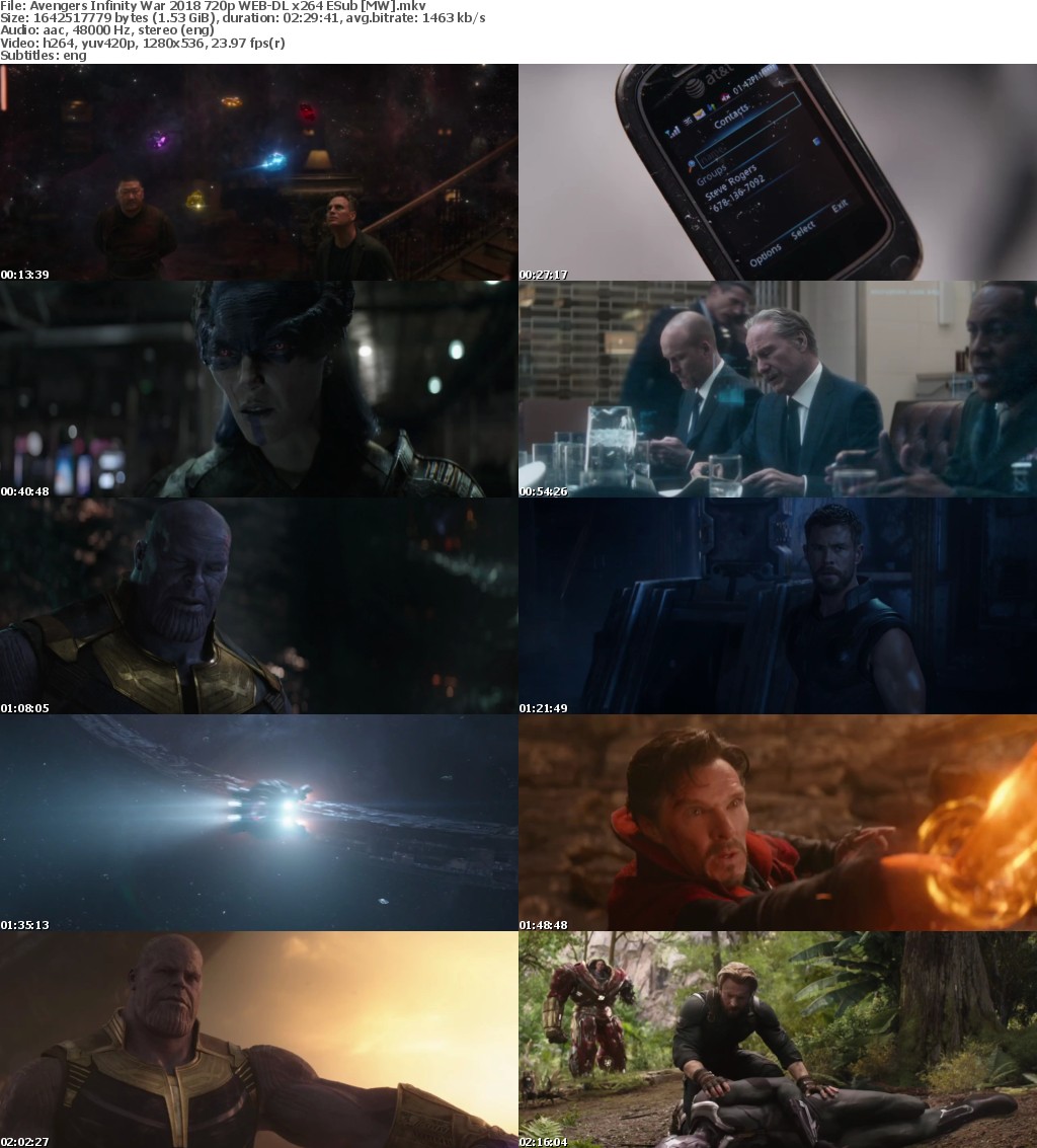 Avengers Infinity War (2018) 720p WEB-DL x264 ESub MW