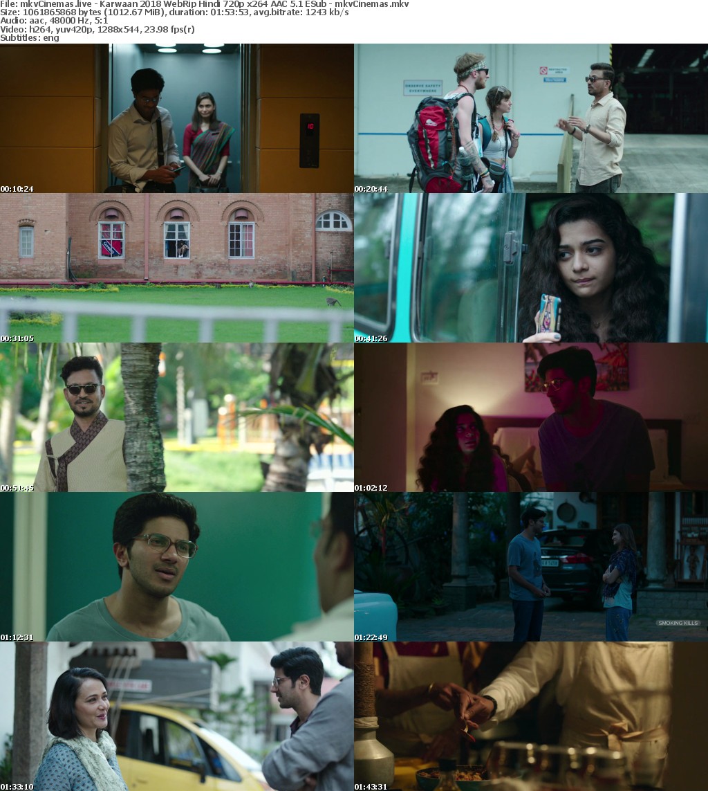 Karwaan 2018 WebRip Hindi 720p x264 AAC 5 1 ESub - mkvCinemas Karwaan 2018 WebRip Hindi 720p x264 AAC 5 1 ESub - mkvCinemas