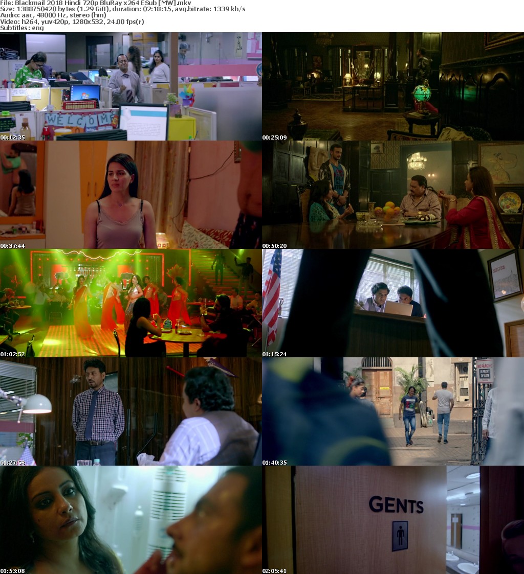 Blackmail 2018 Hindi 720p BluRay x264 ESub MW Blackmail 2018 Hindi 720p BluRay x264 ESub MW