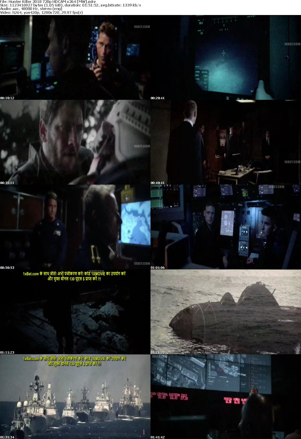 Hunter Killer (2018) 720p HDCAM x264 MW