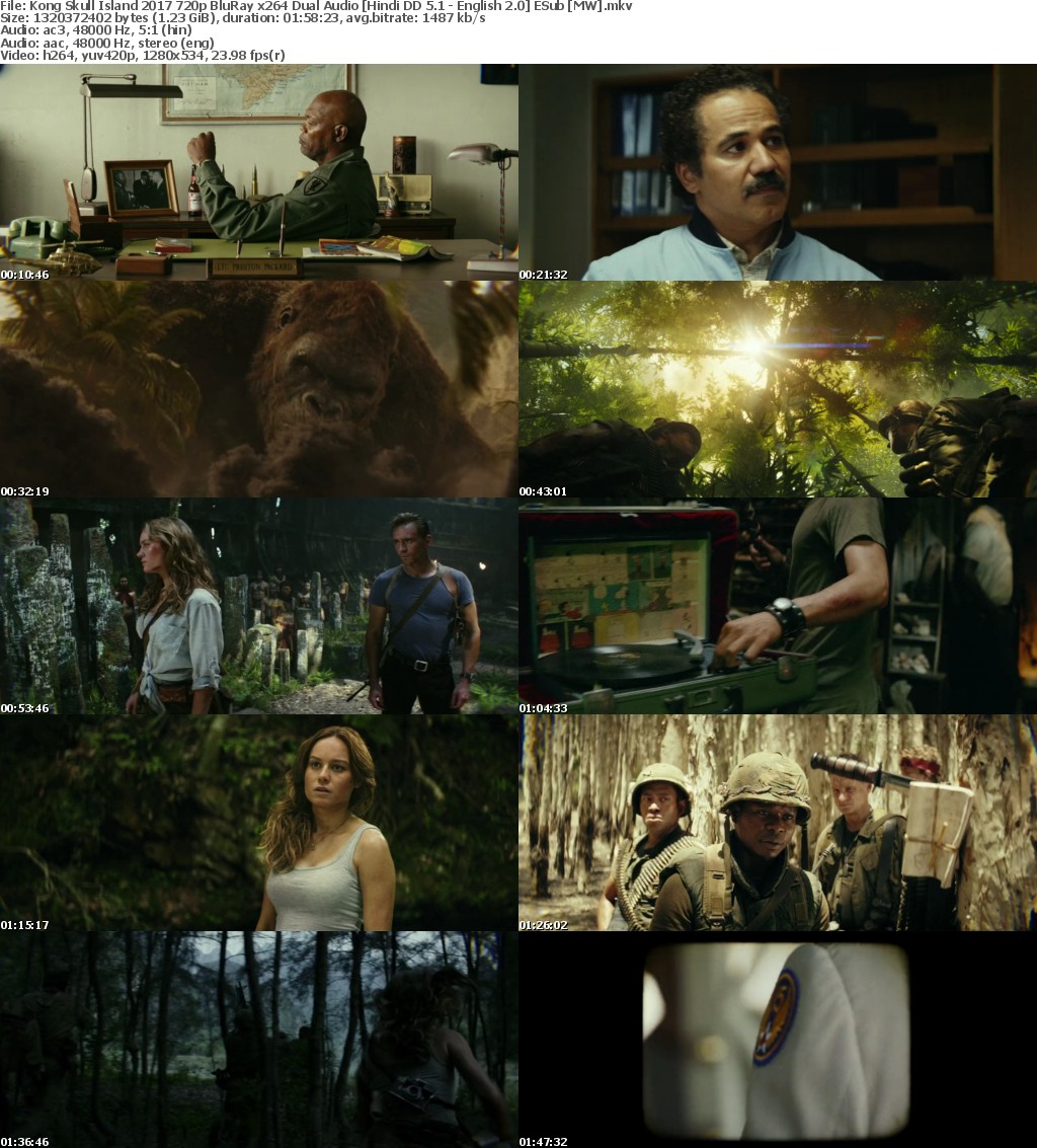 Kong Skull Island (2017) 720p BluRay x264 Dual Audio Hindi DD 5.1 - English 2.0 ESub MW