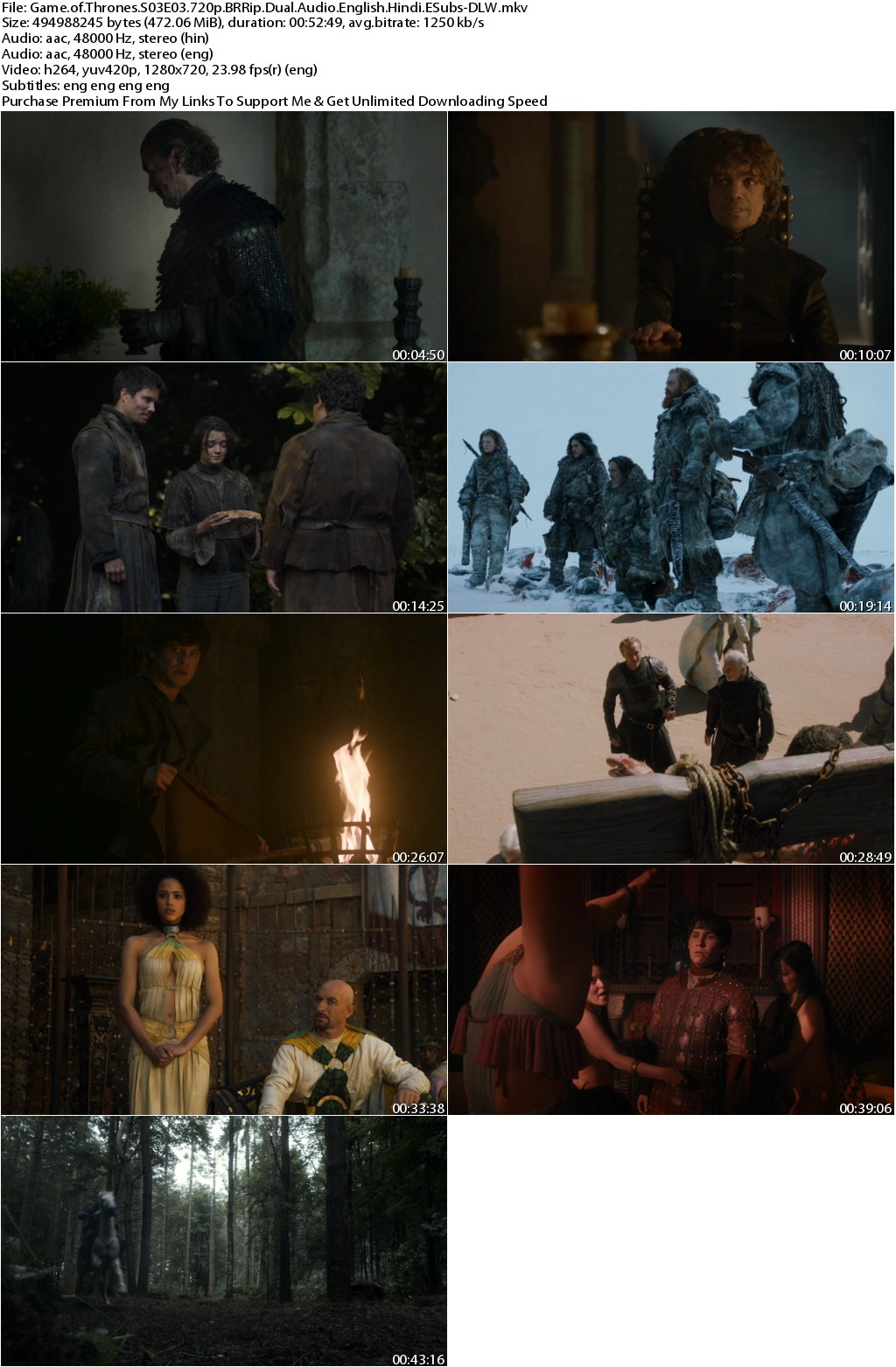 Game of Thrones S03E03 720p BRRip Dual Audio English Hindi ESubs-DLW