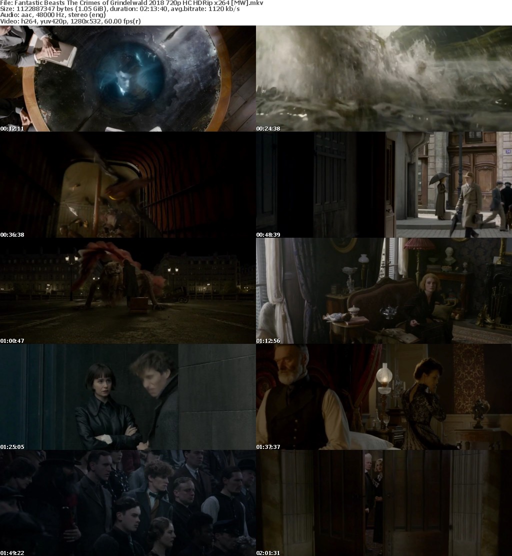 Fantastic Beasts The Crimes of Grindelwald (2018) 720p HC HDRip x264 MW