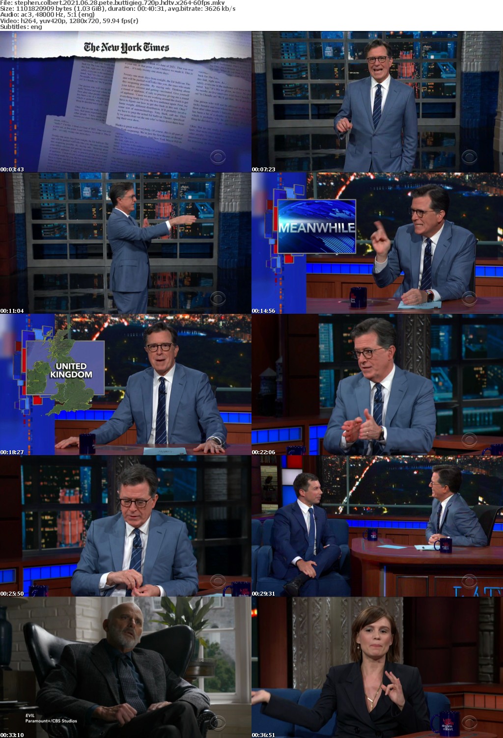 Stephen Colbert 2021 06 28 Pete Buttigieg 720p HDTV x264-60FPS
