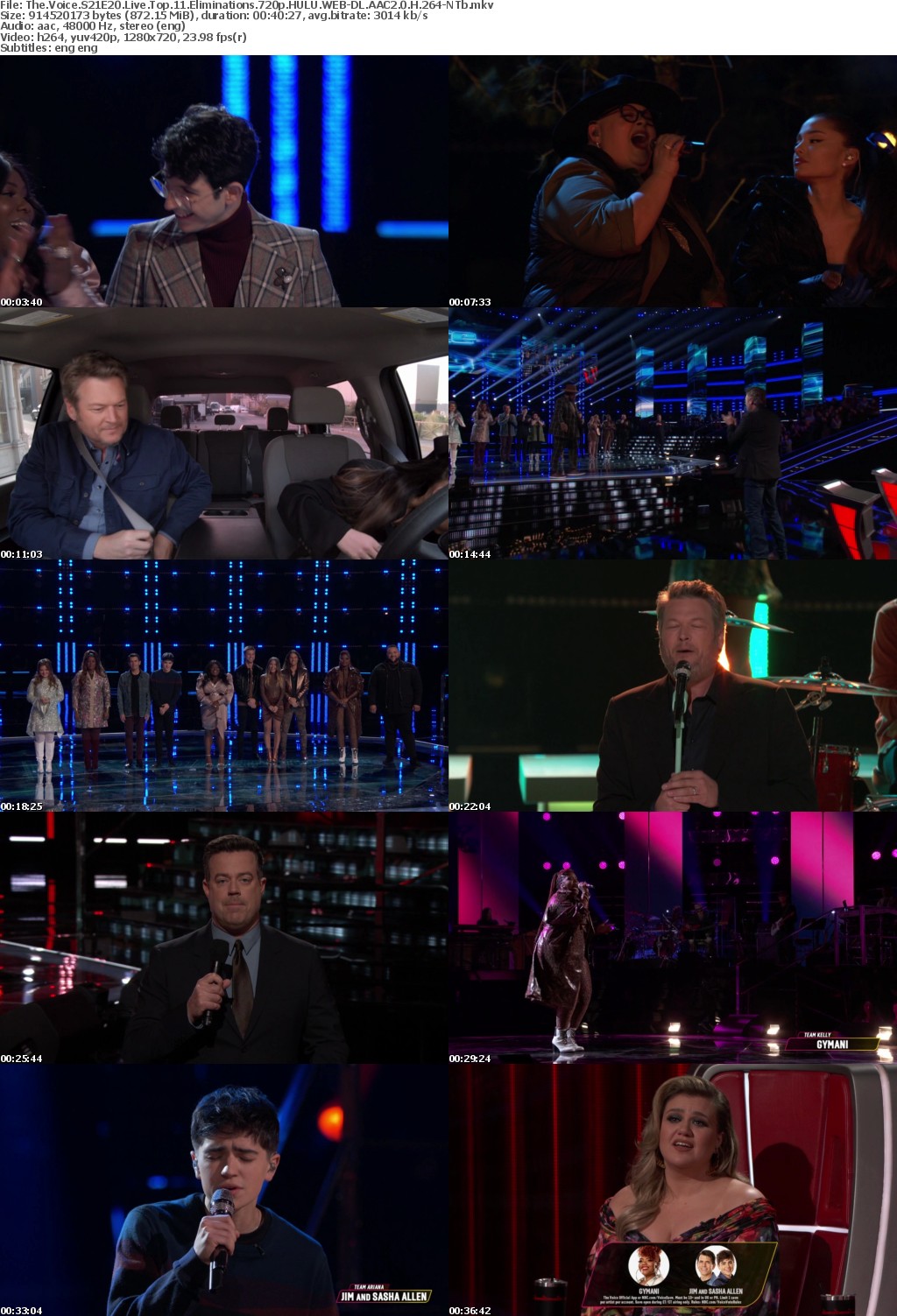 The Voice S21E20 Live Top 11 Eliminations 720p HULU WEBRip AAC2 0 H264-NTb