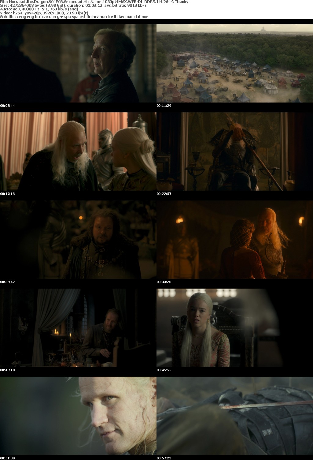 House of the Dragon S01E03 Second of His Name 1080p HMAX WEBRip DDP5 1 x264-NTb