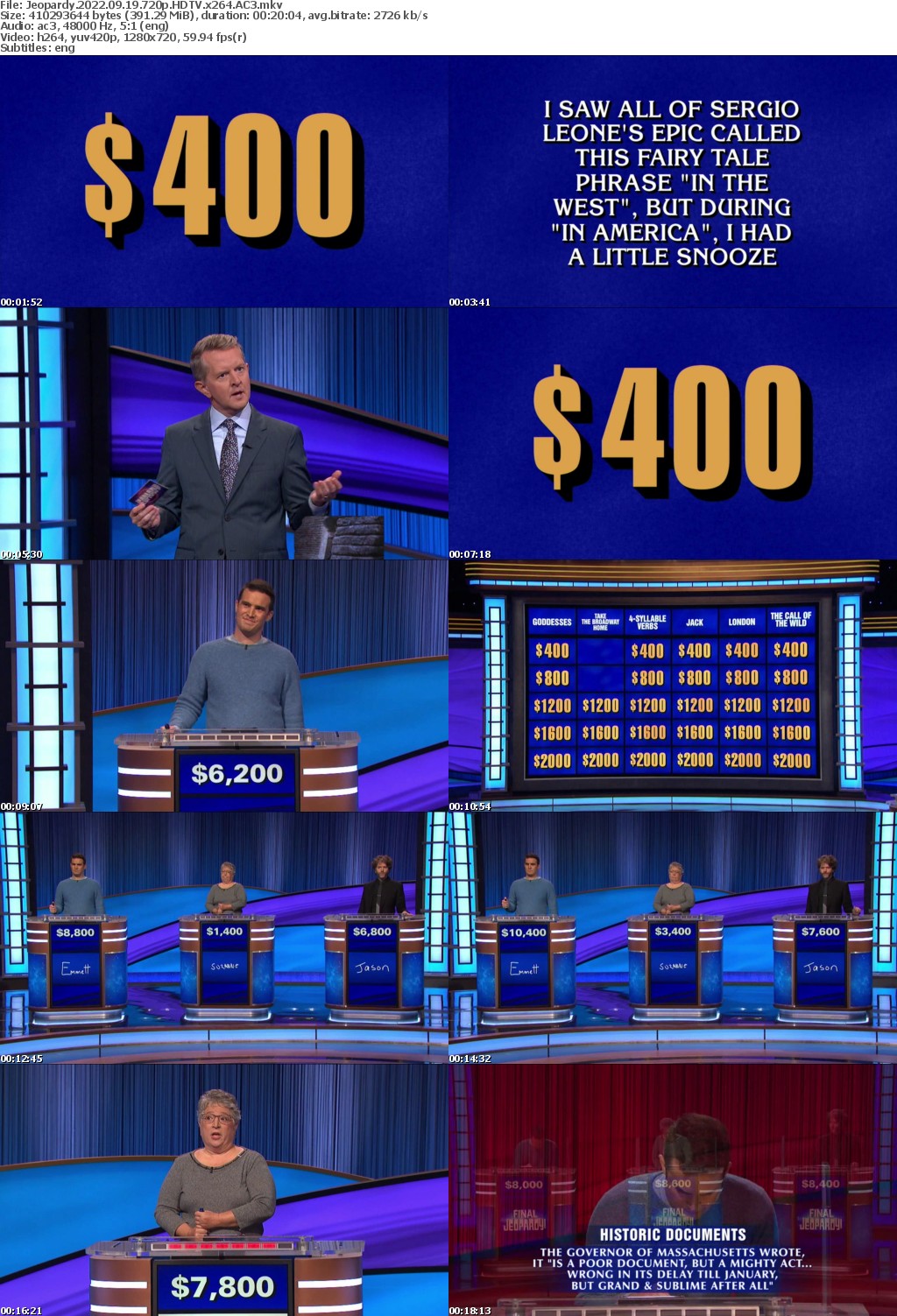 Jeopardy 2022 09 19 720p HDTV x264 AC3 atgoat