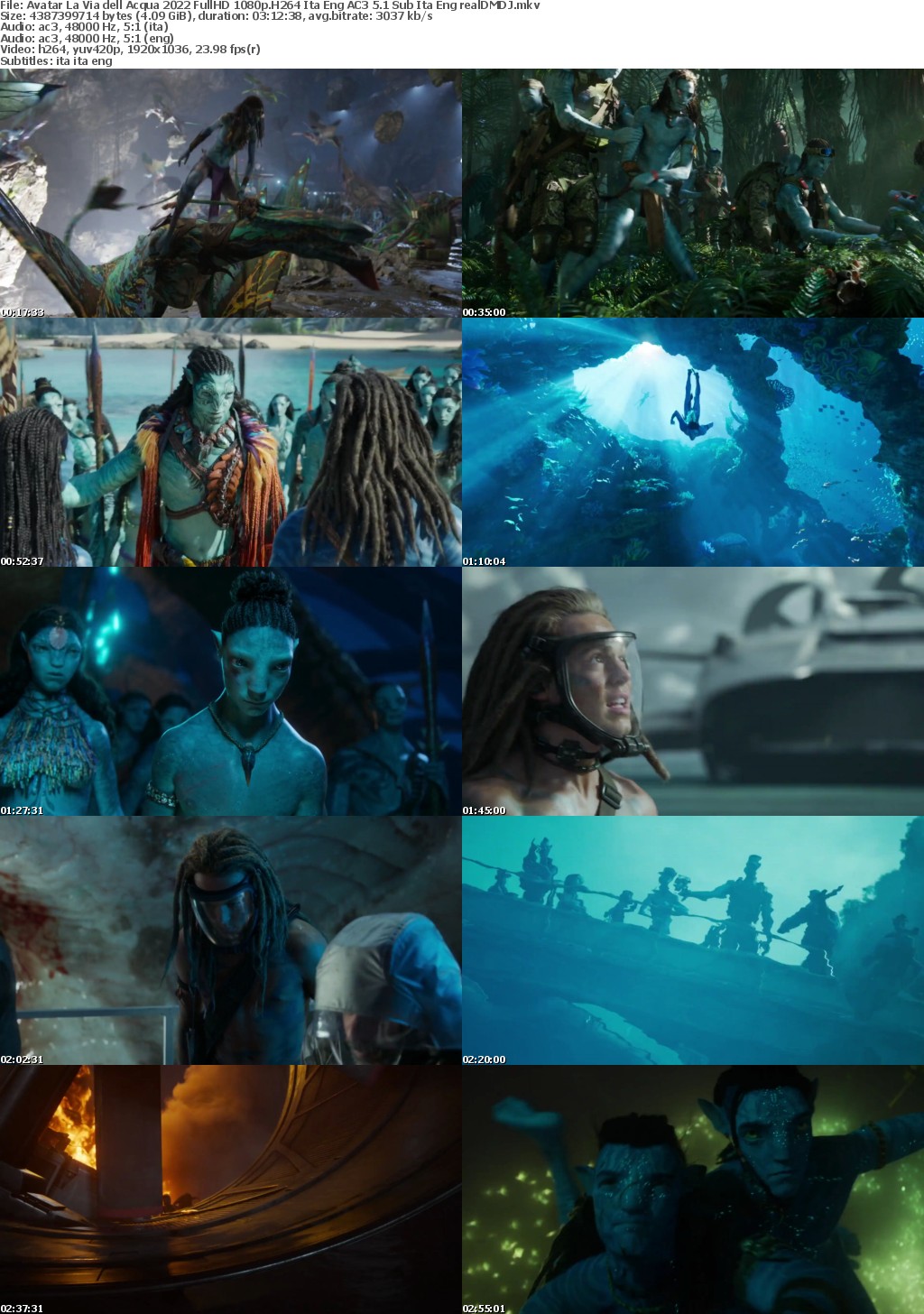 Avatar - The Way of Water (2022) La Via dell #039;Acqua FullHD 1080p H264 Ita Eng AC3 5 1 Sub Ita Eng realDMDJ DDL Ita