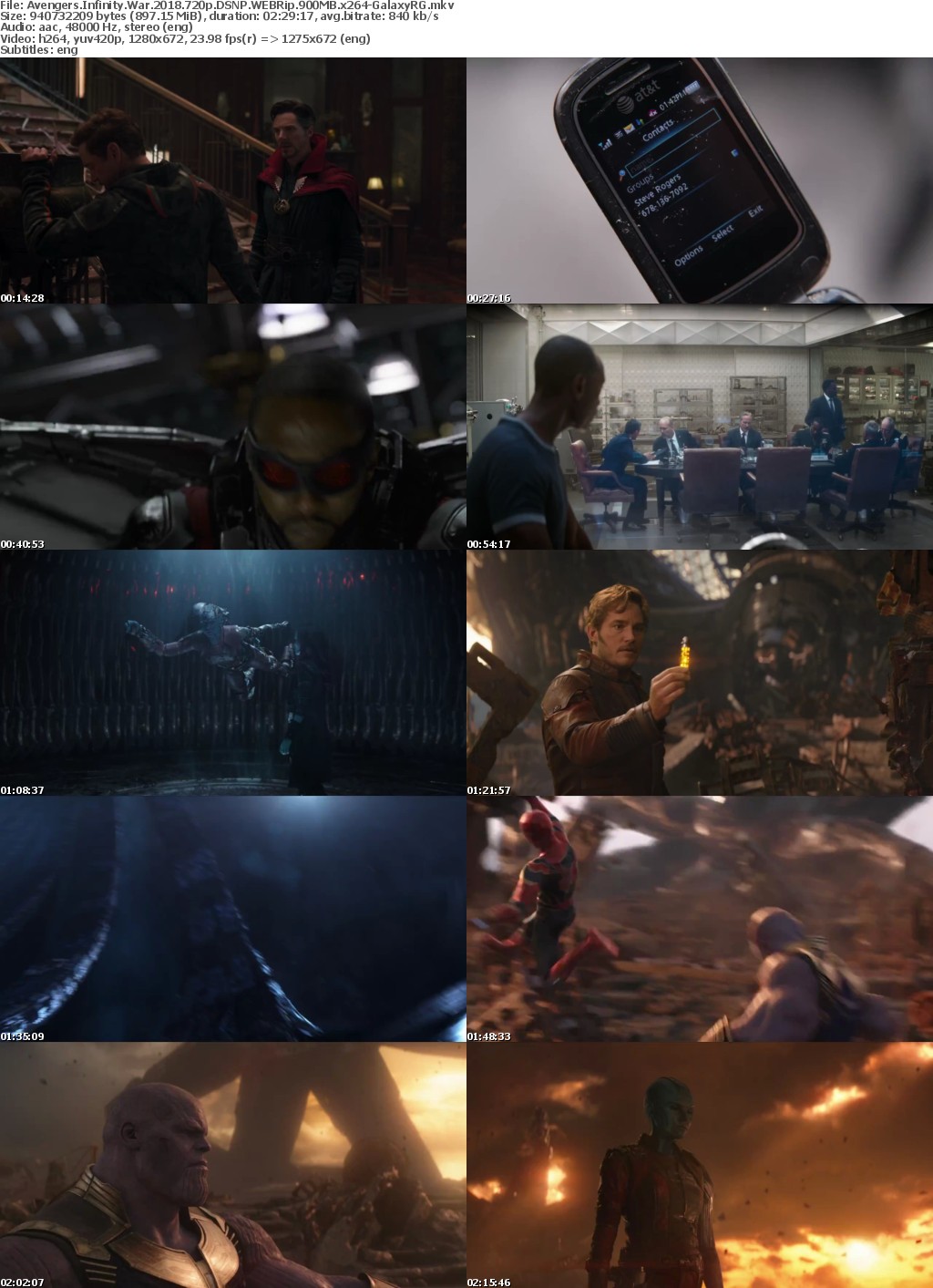 Avengers Infinity War 2018 720p DSNP WEBRip 900MB x264-GalaxyRG