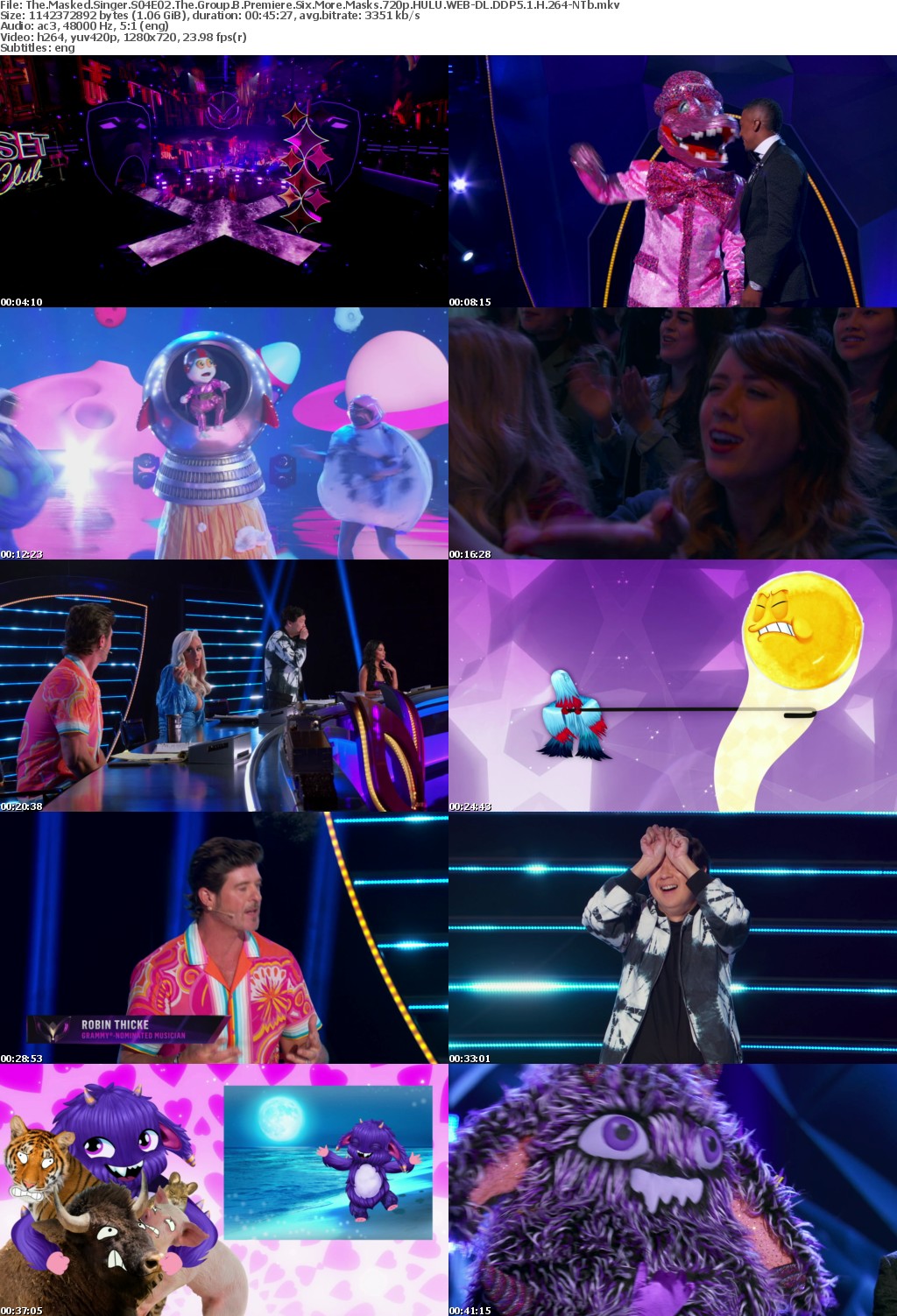 The Masked Singer S04E02 The Group B Premiere Six More Masks 720p HULU WEB-DL DDP5 1 H 264-NTb